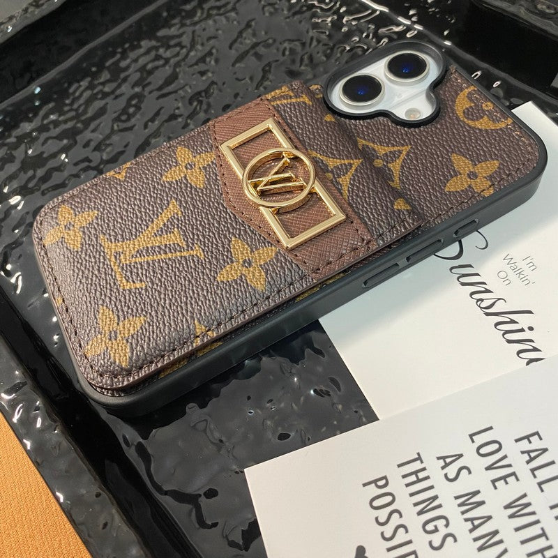 Lyxig kortväska Guldlogotyp iPhonefodral