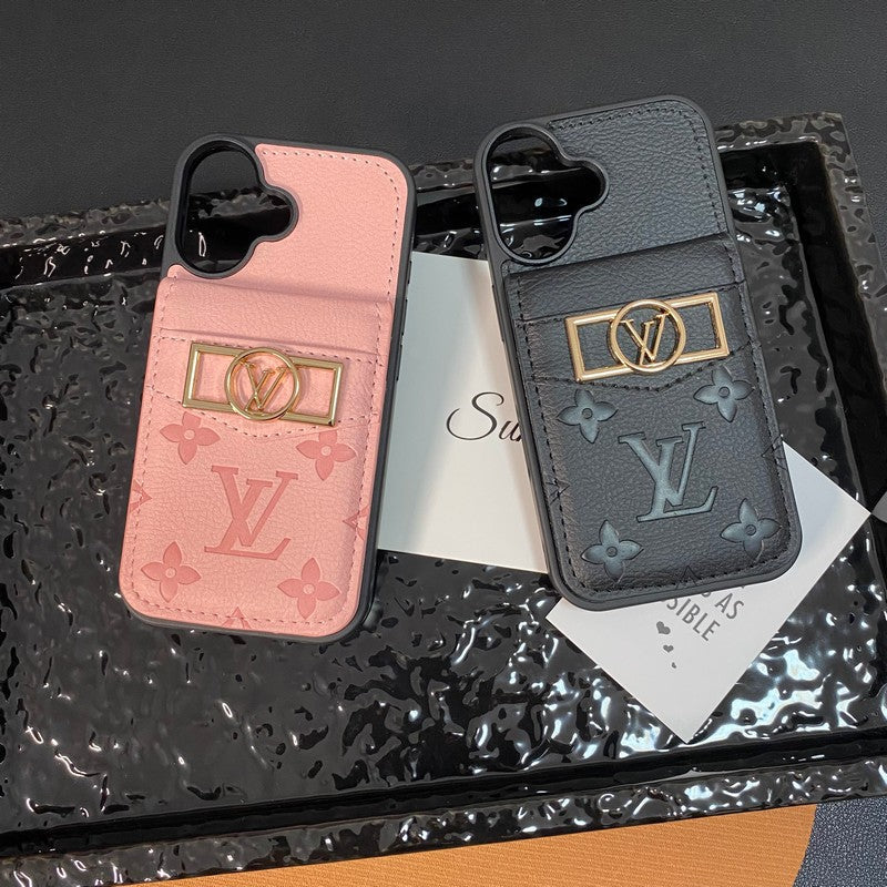 Lyxig kortväska Guldlogotyp iPhonefodral