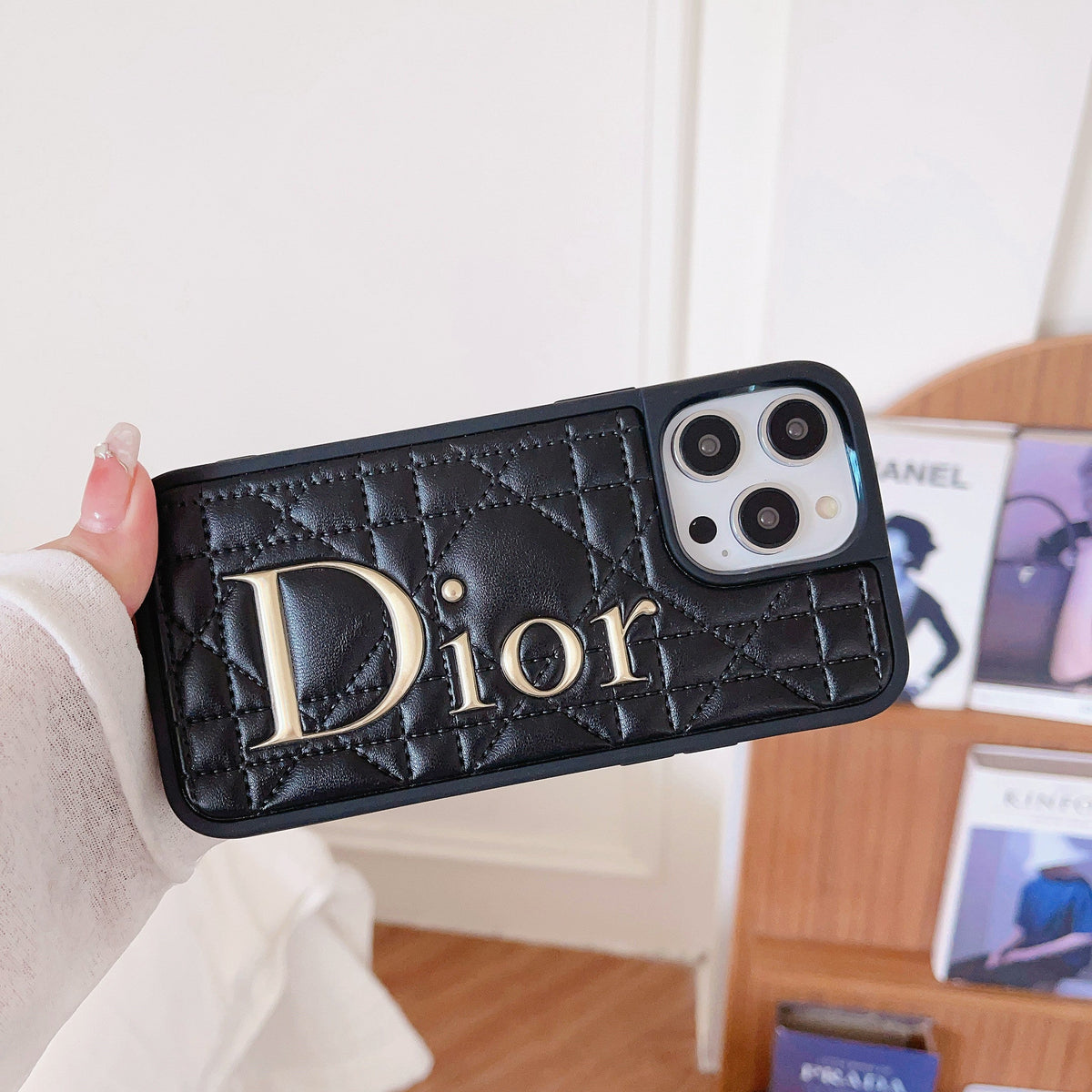 Fashion Gold Logo Läderfodral för iPhone