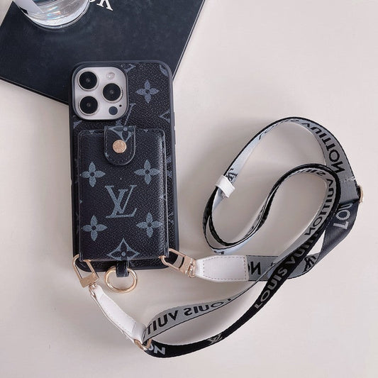 Funda de iPhone con cadena clásica y tarjetero de lujo