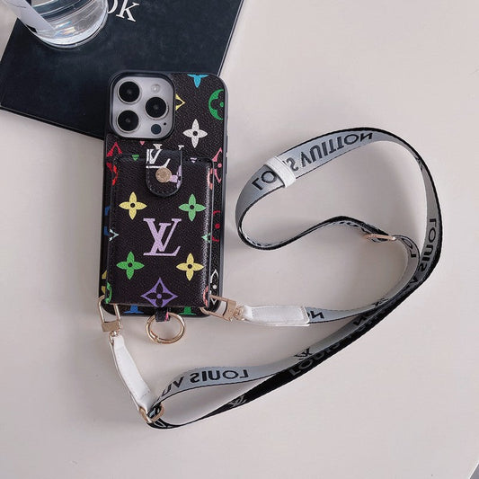 Funda de iPhone con cadena clásica y tarjetero de lujo