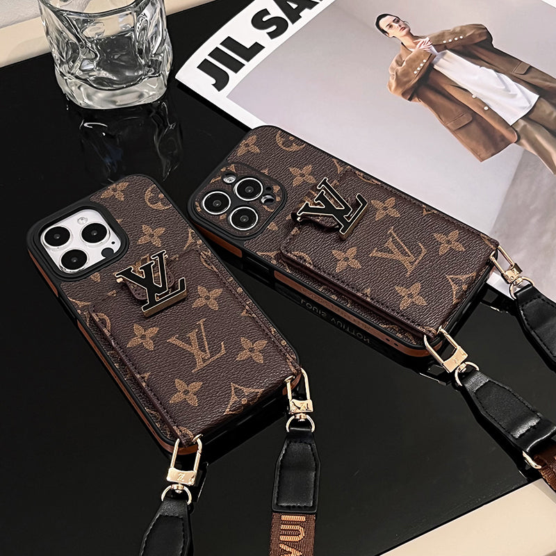 Cadena de bolso de tarjeta de lujo Funda y vinilo para iPhone