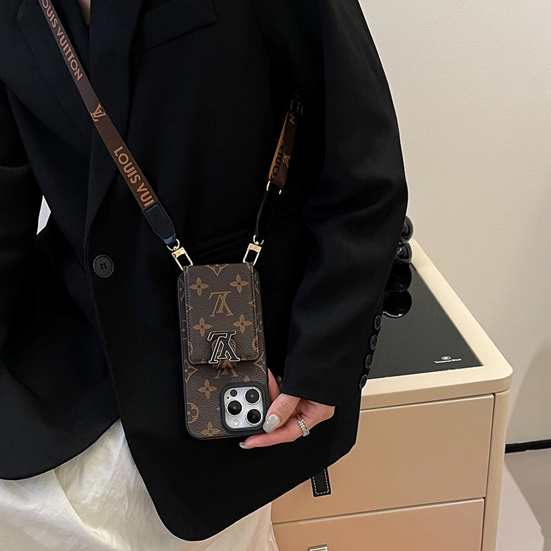 Cadena de bolso de tarjeta de lujo Funda y vinilo para iPhone