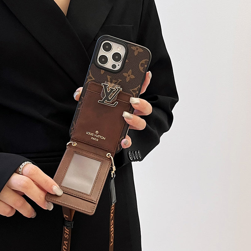 Cadena de bolso de tarjeta de lujo Funda y vinilo para iPhone