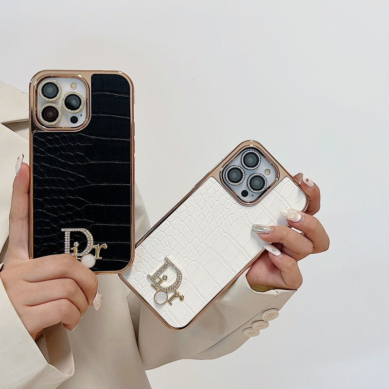 Logotipo de diamante de moda en oro rosa Funda y vinilo para iPhone