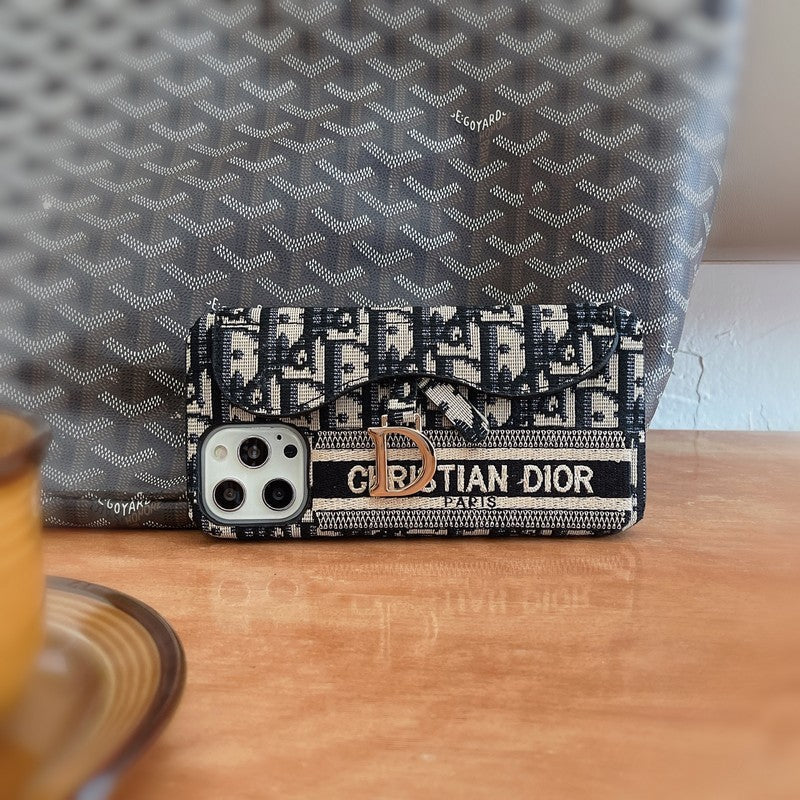 Funda y vinilo para iPhone Tarjetero de tela gris y negro de moda
