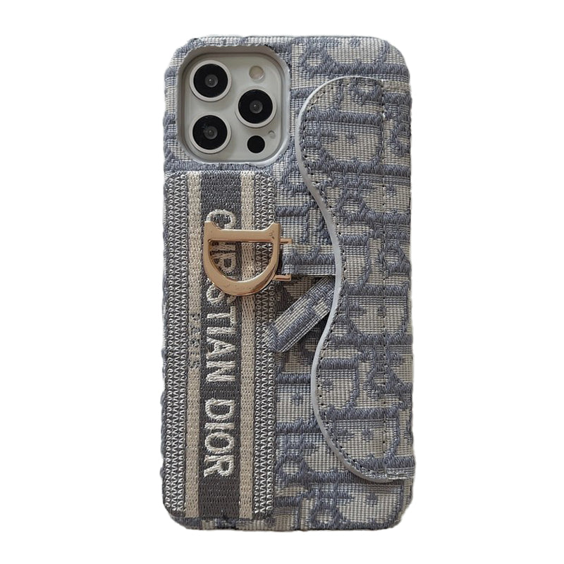 Funda y vinilo para iPhone Tarjetero de tela gris y negro de moda