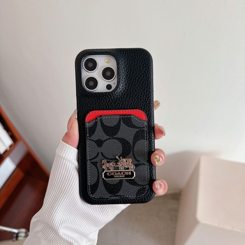 Klassisk kortväska till iPhone läderfodral