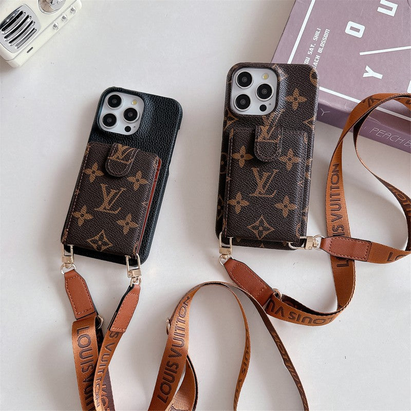 Lyxig kortväska Crossbody Chain iPhone-fodral