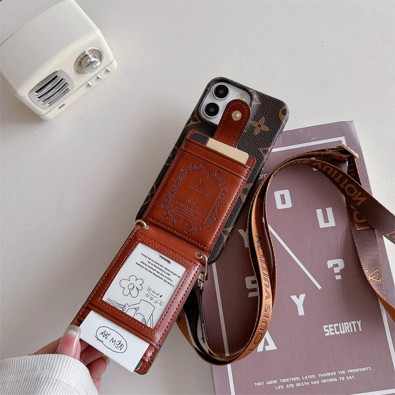 Lyxig kortväska Crossbody Chain iPhone-fodral