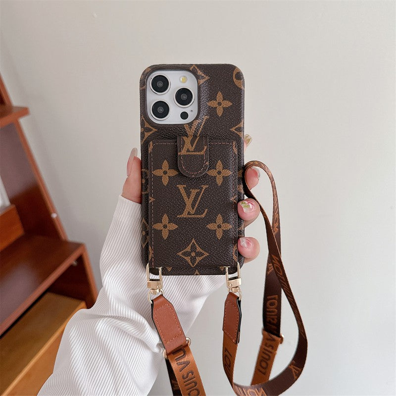 Lyxig kortväska Crossbody Chain iPhone-fodral
