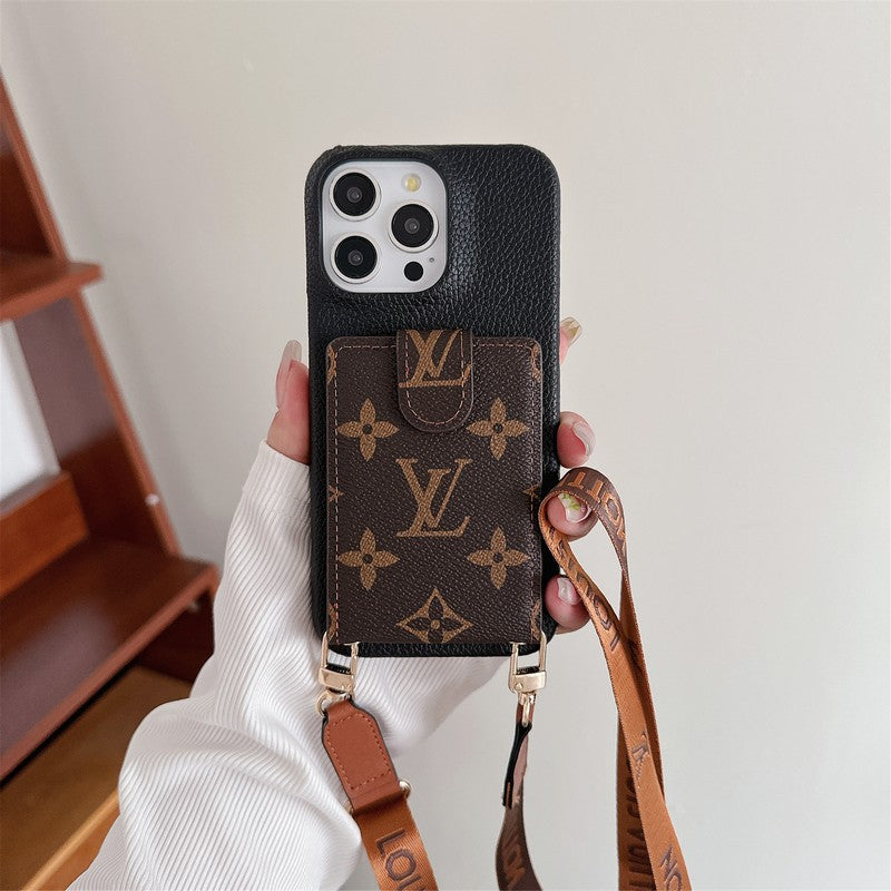 Lyxig kortväska Crossbody Chain iPhone-fodral