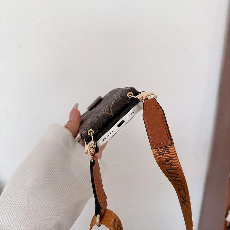 Lyxig kortväska Crossbody Chain iPhone-fodral