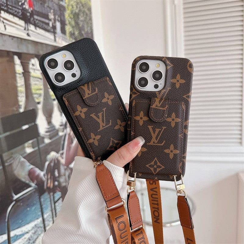 Lyxig kortväska Crossbody Chain iPhone-fodral