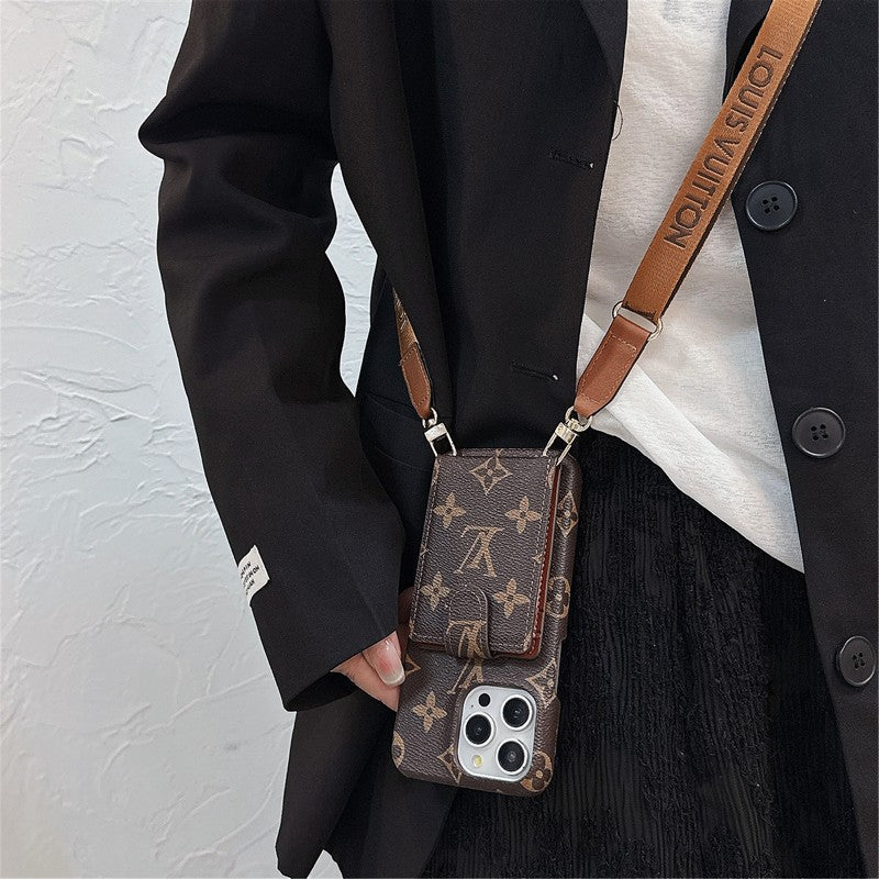 Lyxig kortväska Crossbody Chain iPhone-fodral