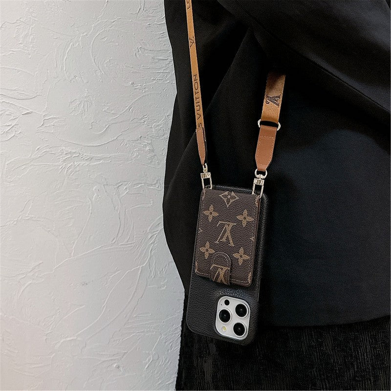 Lyxig kortväska Crossbody Chain iPhone-fodral