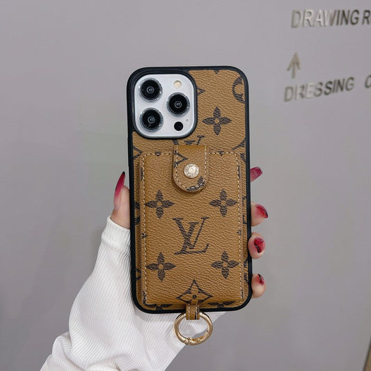 Funda de iPhone de color clásico con tarjetero de lujo