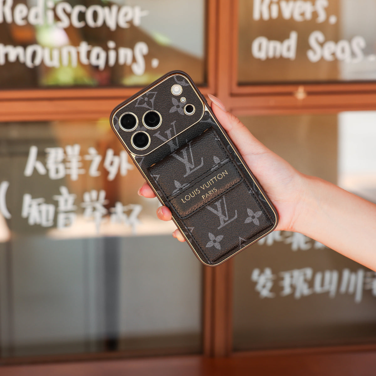 Nuevo estuche clásico de lujo para iPhone con tarjetero y correa cruzada 012