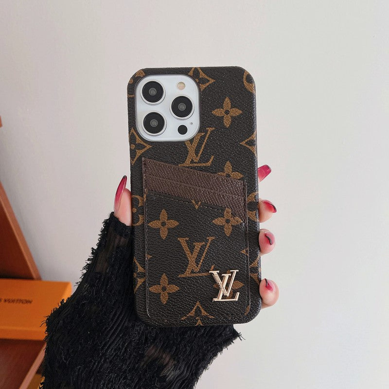 Funda clásica para iPhone con tarjetero de lujo