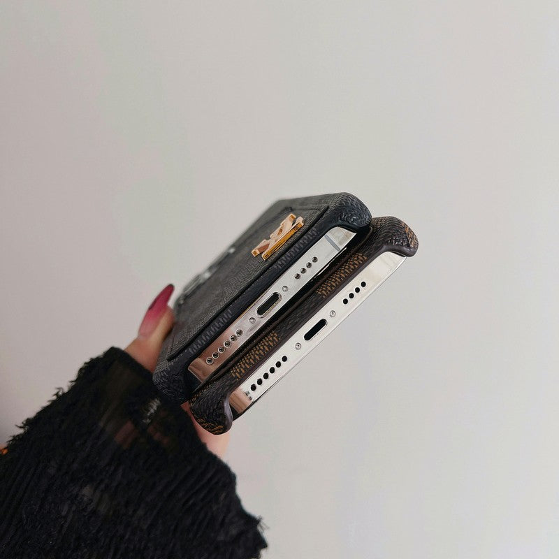 Funda clásica para iPhone con tarjetero de lujo
