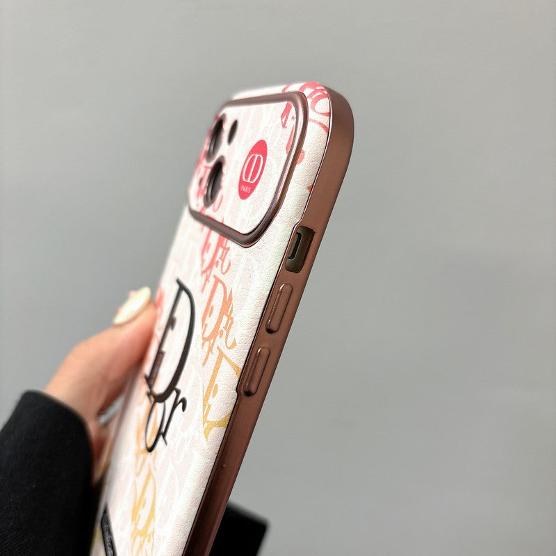 Modefodral i vitt och brunt läder för iPhone