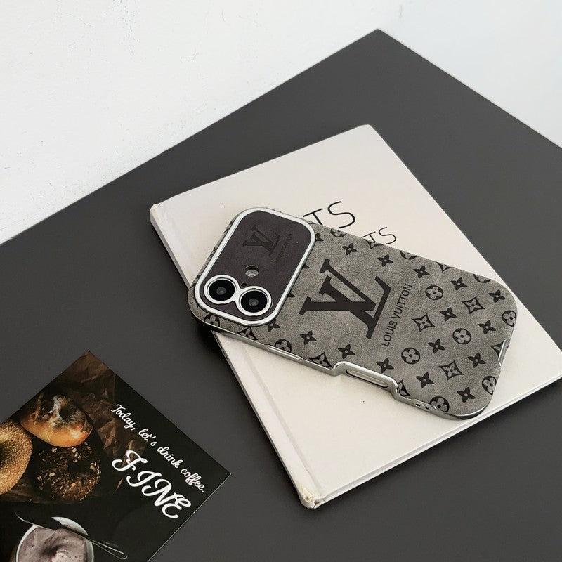 Lyxigt brunt och svart läderfodral för iPhone
