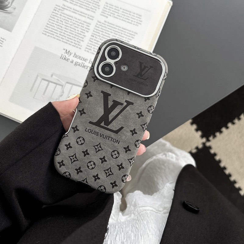 Lyxigt brunt och svart läderfodral för iPhone