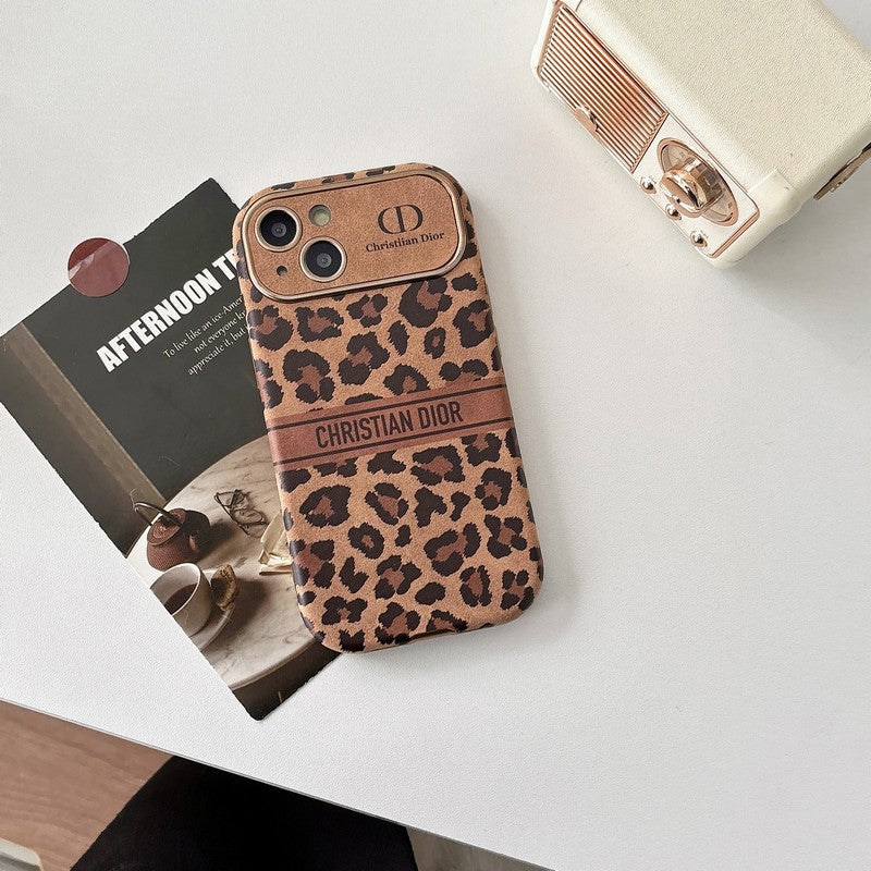 Funda de iPhone de cuero color marrón de moda