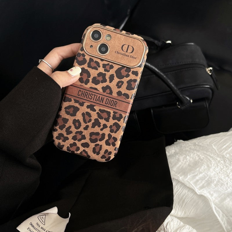 Funda de iPhone de cuero color marrón de moda