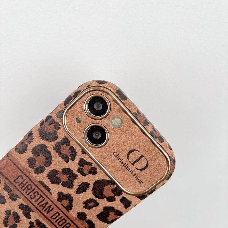 Funda de iPhone de cuero color marrón de moda