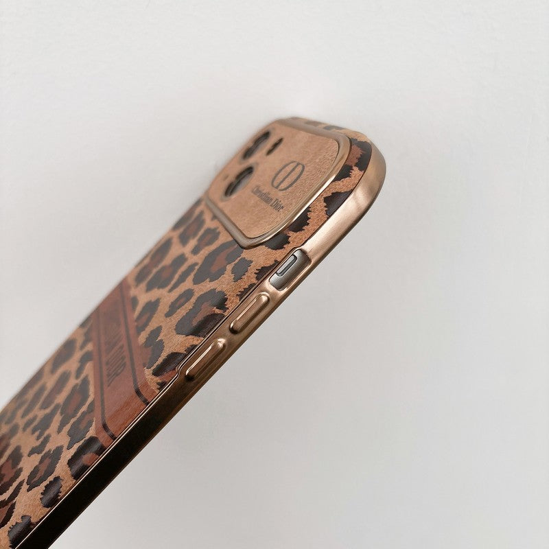 Funda de iPhone de cuero color marrón de moda