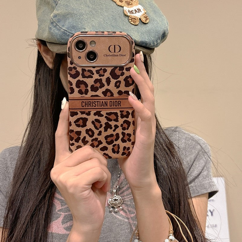 Funda de iPhone de cuero color marrón de moda