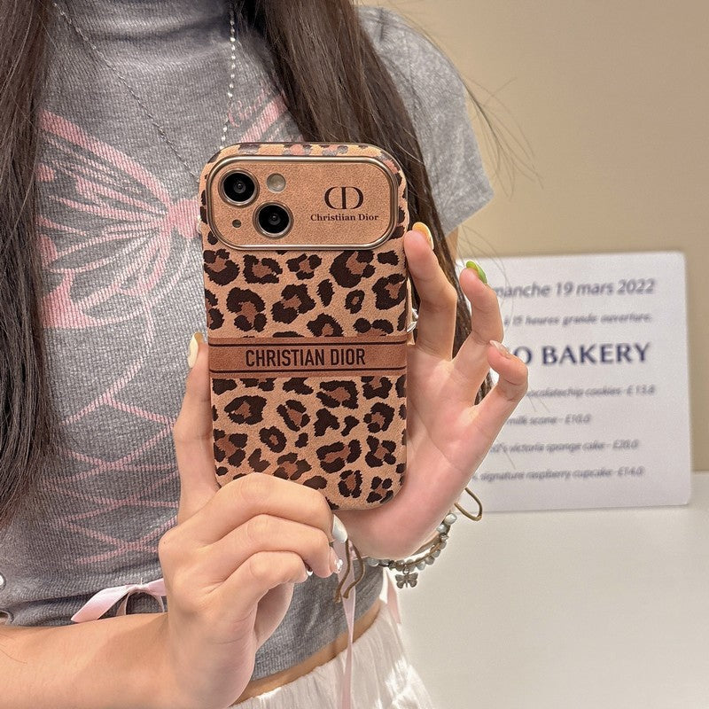 Funda de iPhone de cuero color marrón de moda