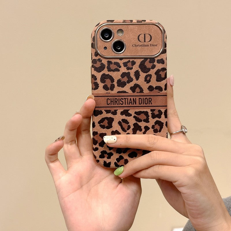 Funda de iPhone de cuero color marrón de moda
