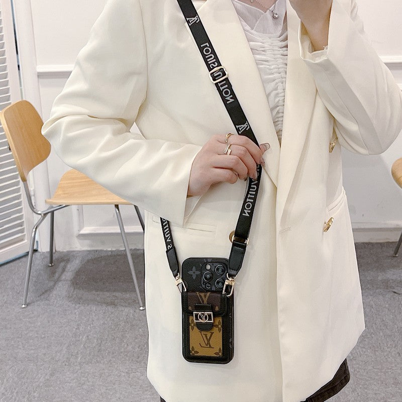 Lyxig korthållare Crossbody iPhone-fodral