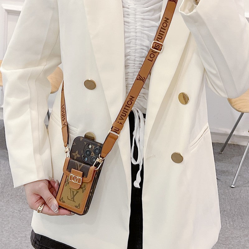 Lyxig korthållare Crossbody iPhone-fodral