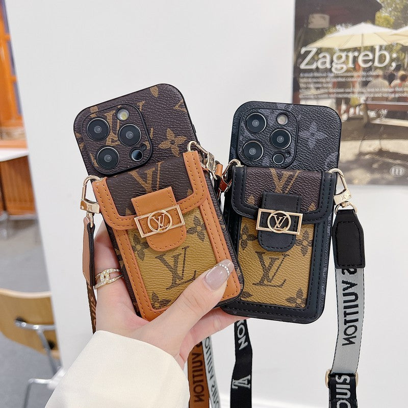 Lyxig korthållare Crossbody iPhone-fodral