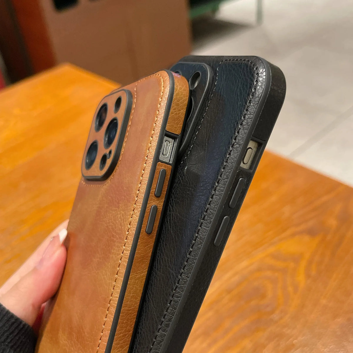 Premium vintage läder iPhone-fodral – Soft Touch Shockproof Skyddsfodral