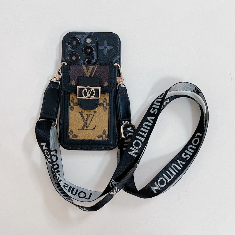 Lyxig korthållare Crossbody iPhone-fodral