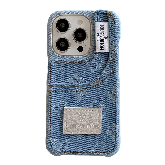 Funda para iPhone de tela vaquera con tarjetero incorporado
