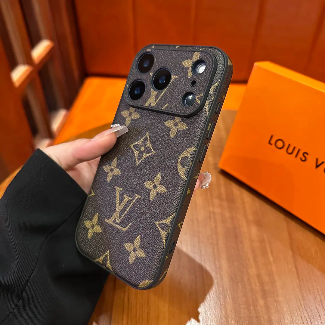 Funda protectora de cuero estampada de primera calidad para iPhone - Diseño de cubierta deslizante para cámara