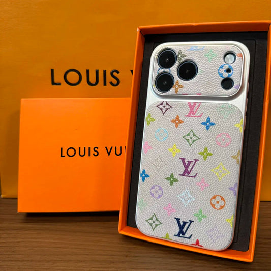 Funda de iPhone con monograma multicolor de lujo
