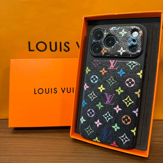 Funda de iPhone con monograma multicolor de lujo