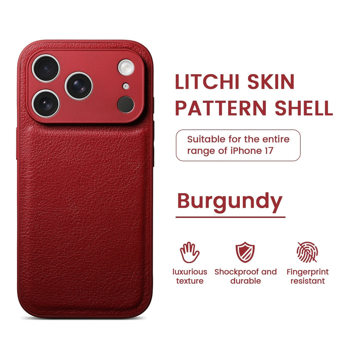 Premium Litchi Skin Pattern Läderfodral för iPhone