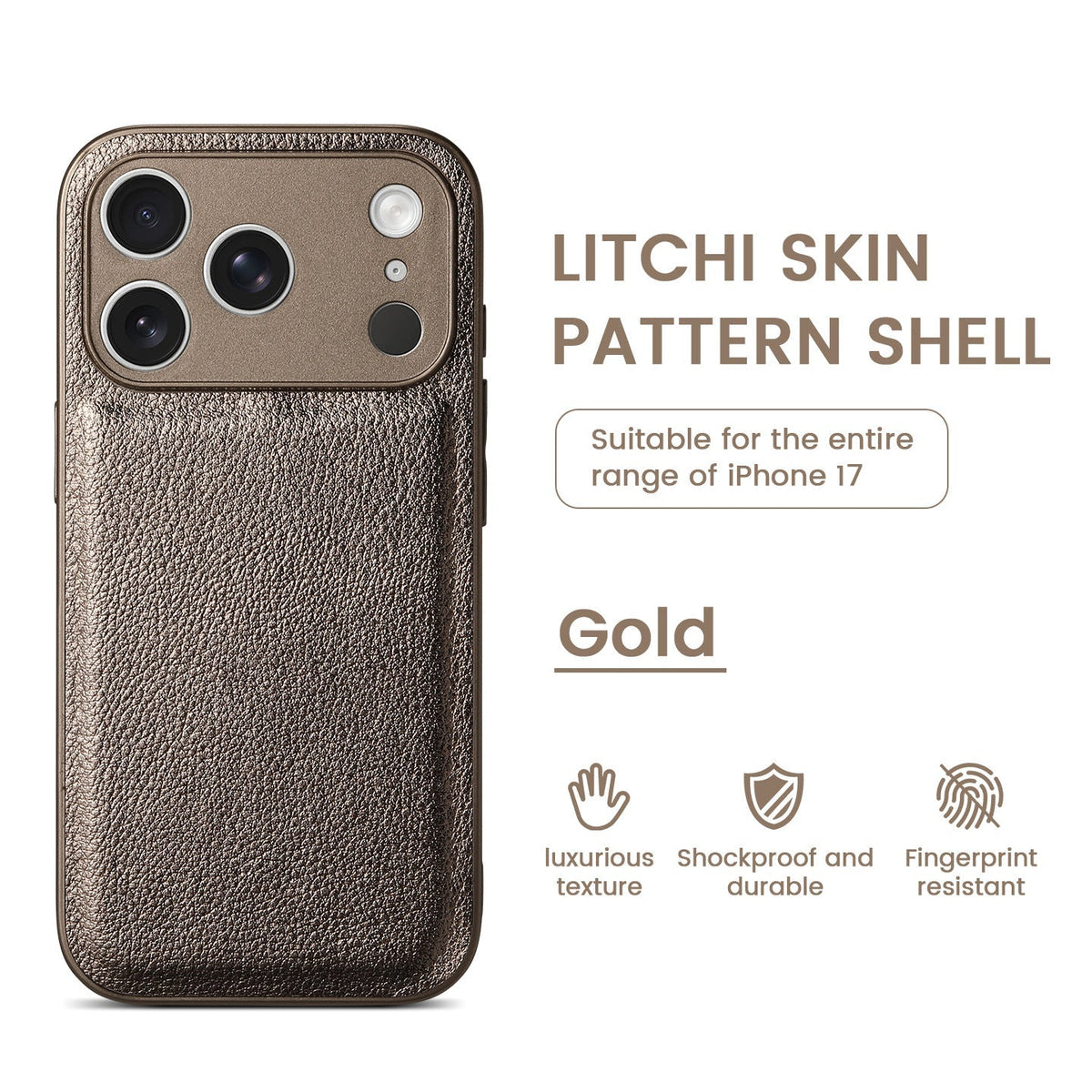 Premium Litchi Skin Pattern Läderfodral för iPhone