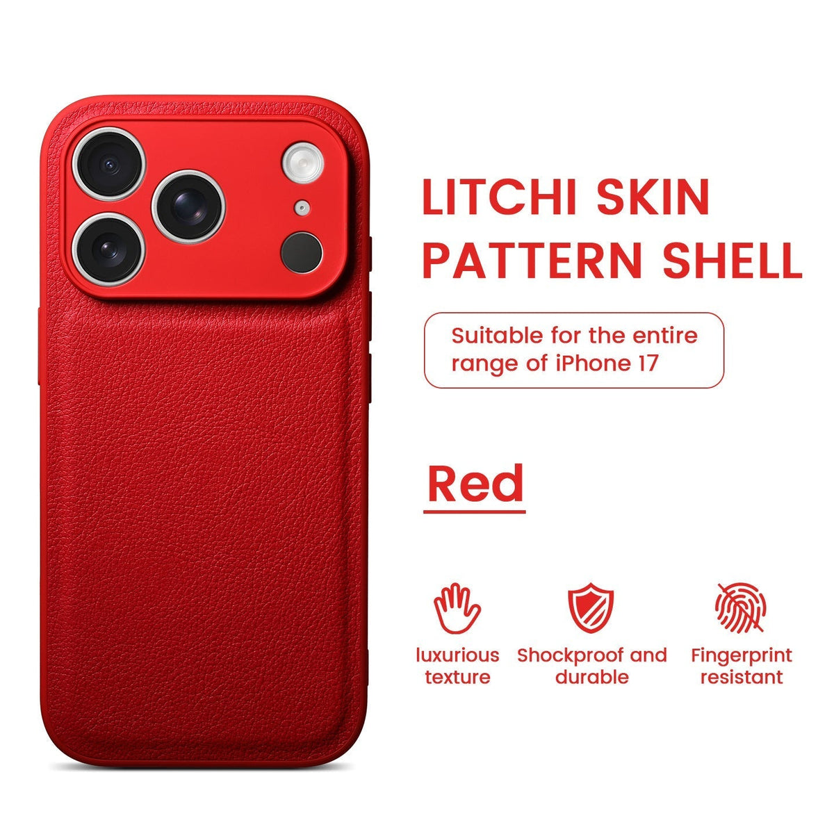 Premium Litchi Skin Pattern Läderfodral för iPhone