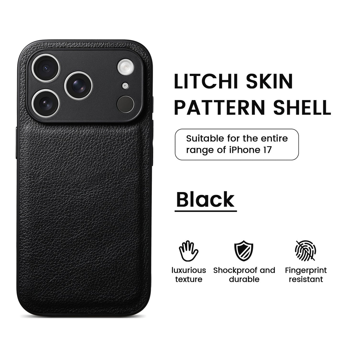 Premium Litchi Skin Pattern Läderfodral för iPhone