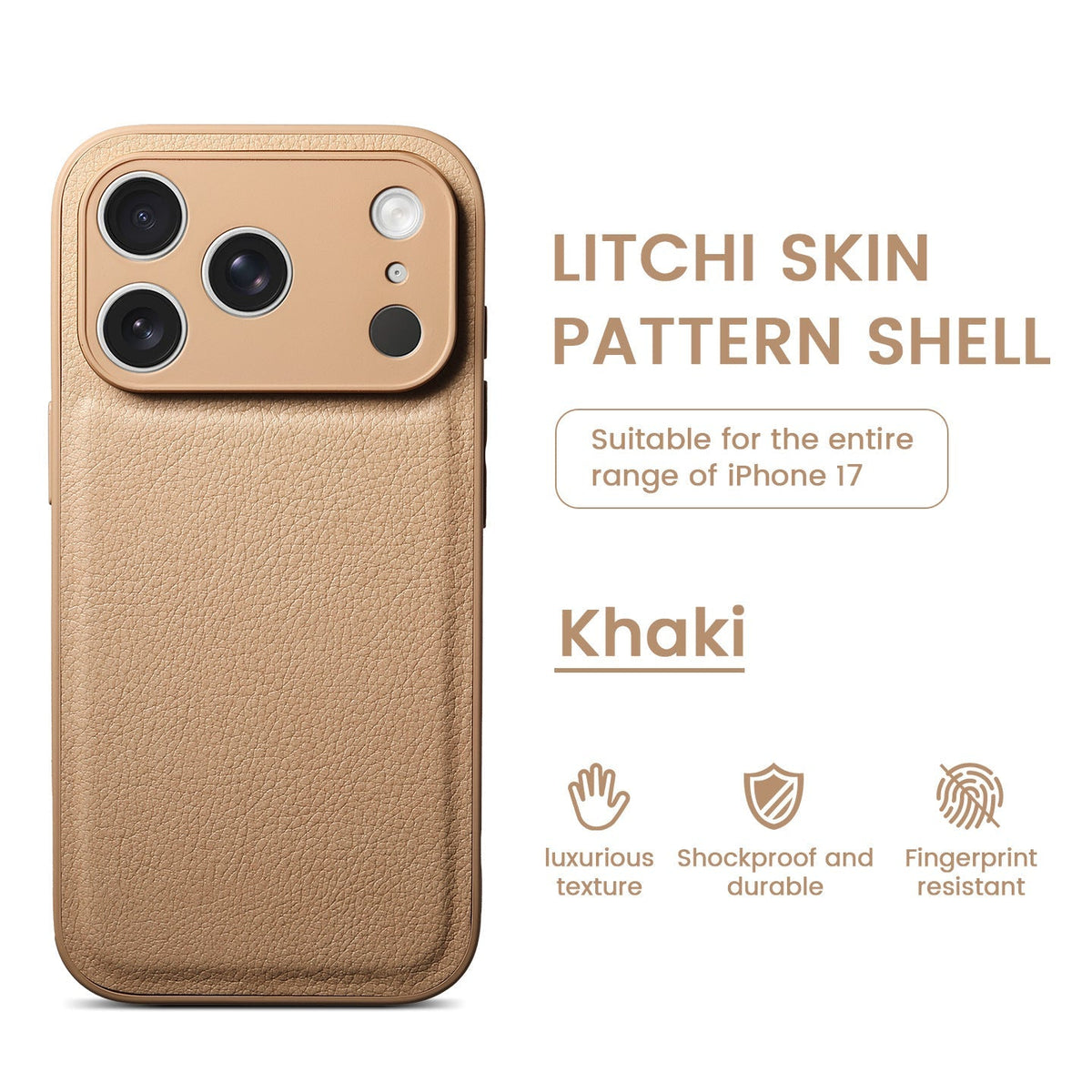 Premium Litchi Skin Pattern Läderfodral för iPhone