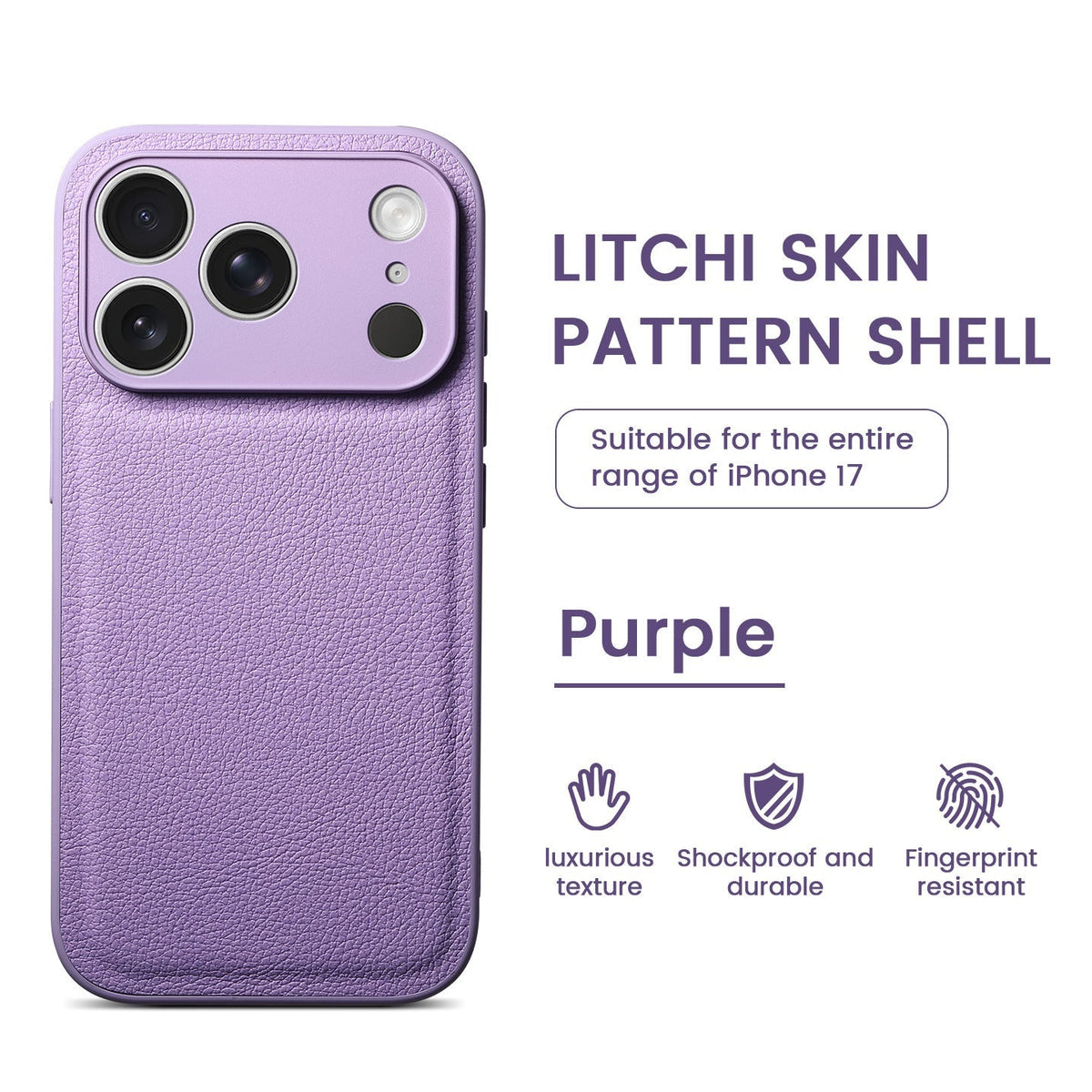 Premium Litchi Skin Pattern Läderfodral för iPhone