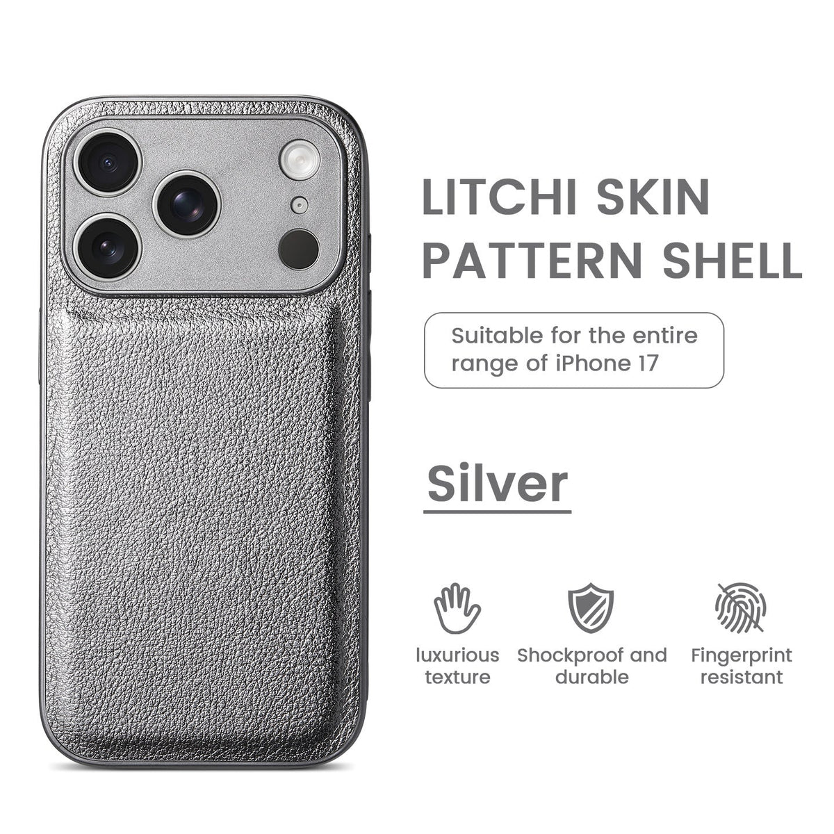 Premium Litchi Skin Pattern Läderfodral för iPhone